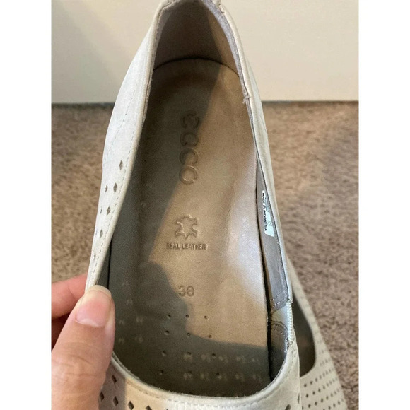 ECCO Felicia Slip-On Wedge Gravel/Gray Suede US 7-7.5 EU 38 Leather - Picture 10 of 12